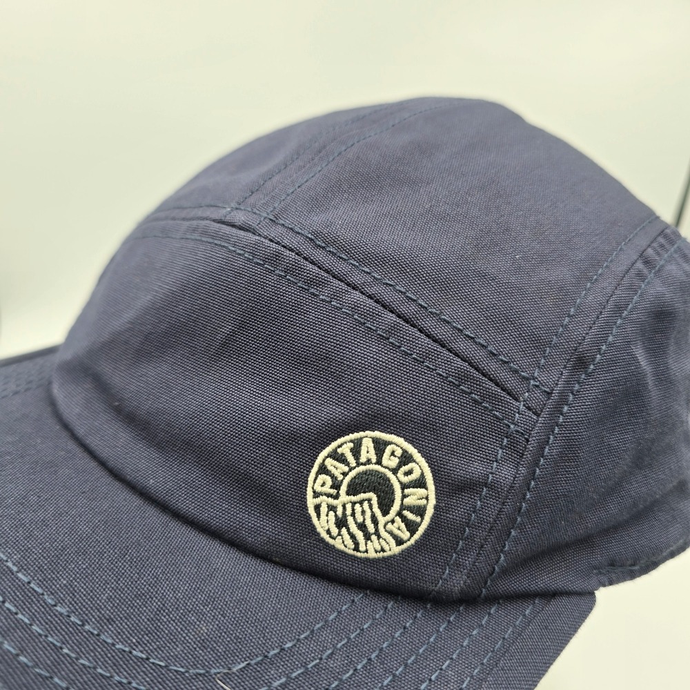 Patagonia 5 Panel Hat Navy Blue Adjustable Strapback Tradesmith Camp Logo Cap